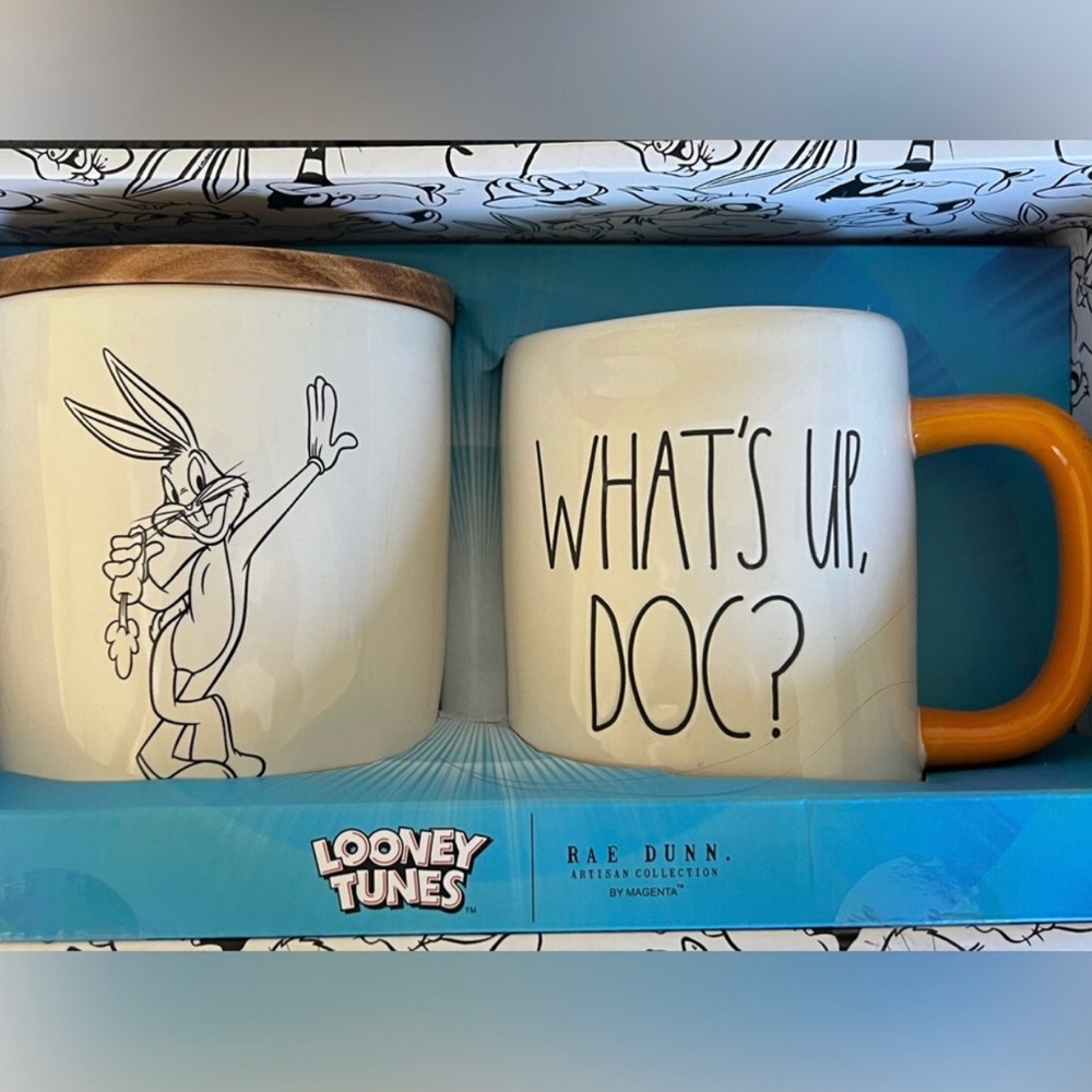 Rae Dunn BUGS BUNNY Mug & Canister Set Looney Tunes “What’s Up Doc”Artisan NWT